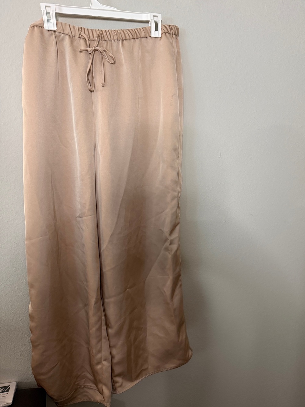 Eloquii Satin-like Wide-Leg Pants in Pale Pink